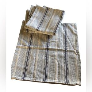Set of 4 pillowcases size 23x23 new no tag, zipper, blue/off white stripes